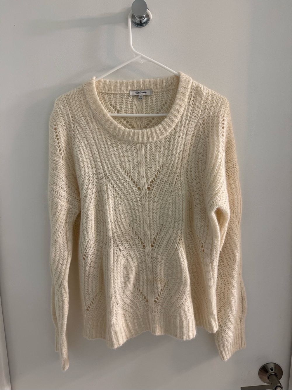 Madewell Cream Open-Knit Crewneck Sweater
